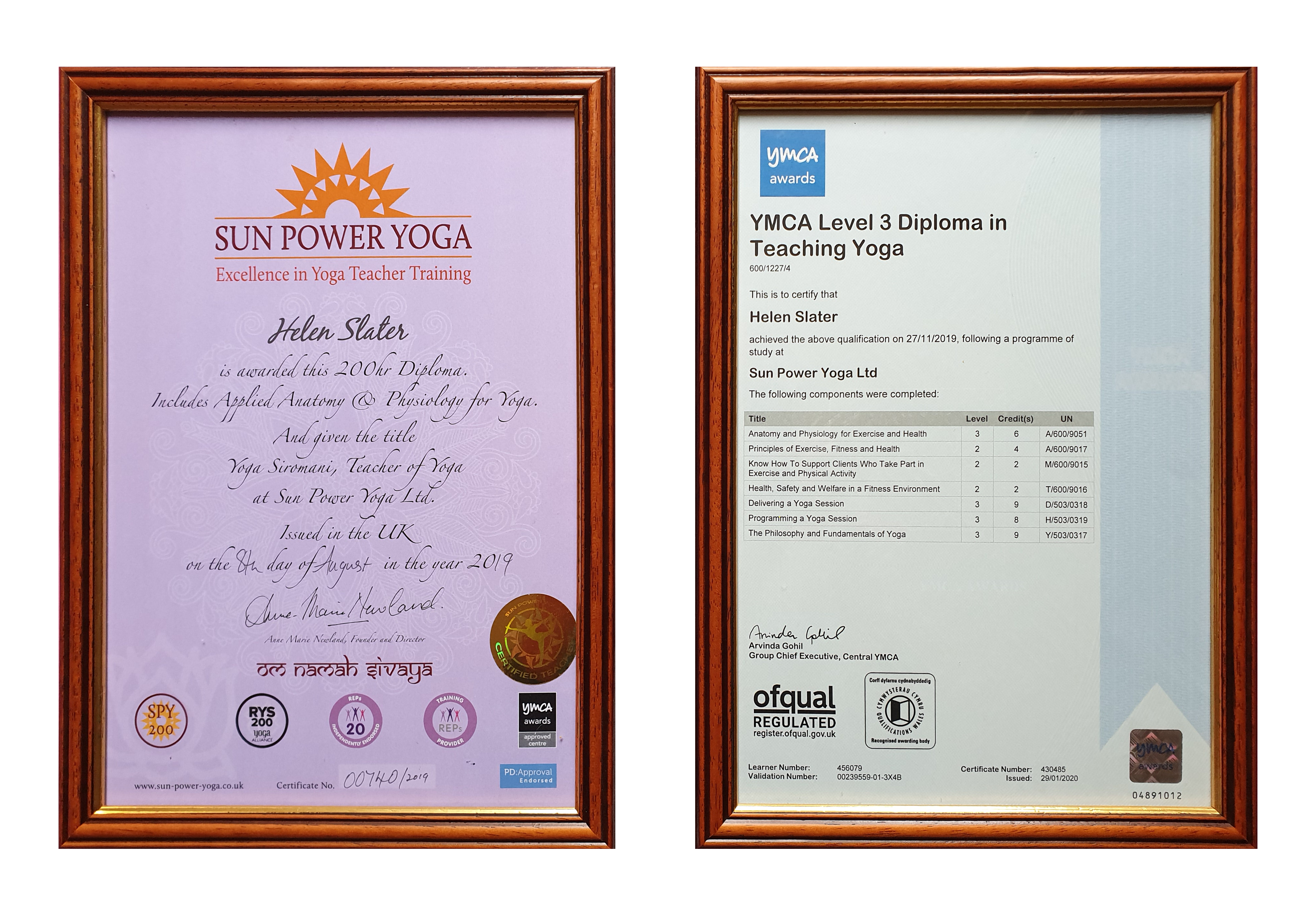 Yoga For All - Certificates